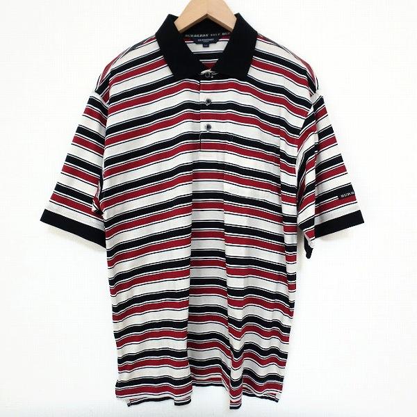 ロ*ー様 バーバリーゴルフ♪Burberry golf 半袖ポロシャツ黒LLサイ バーバリー 半袖ポロシャツ 黒 胸ロゴ刺しゅう レディース M ゴルフ