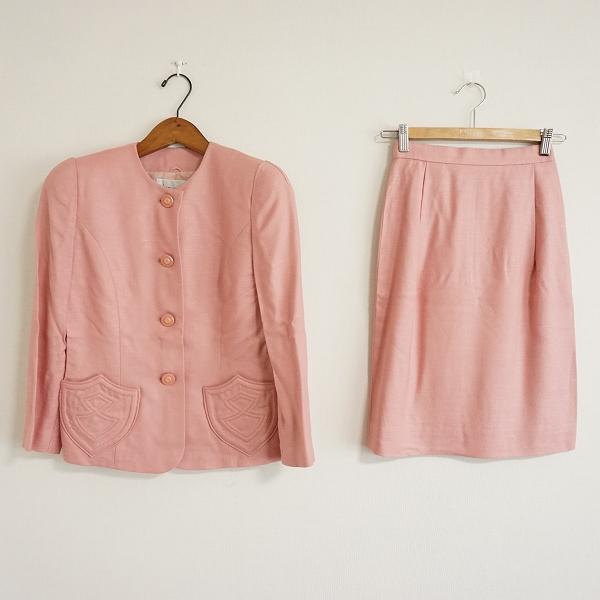 #anc ジュンアシダ junashida セットアップ 7 ピンク スカートスーツ ノーカラー レディース [888232]
