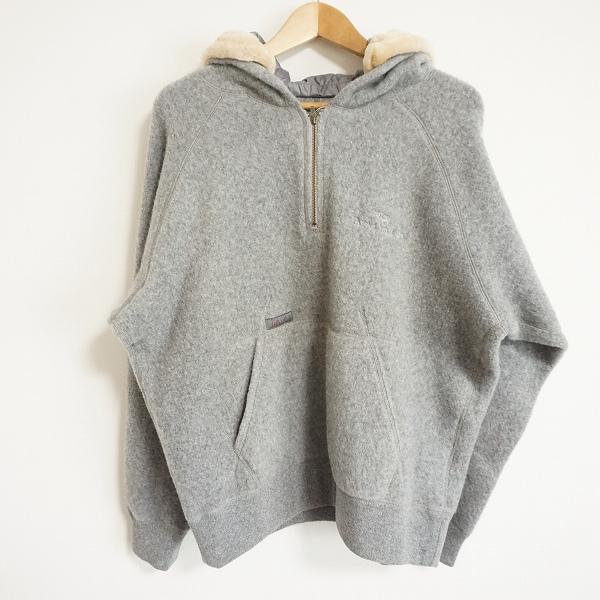 wnc パパス Papas パーカー M グレー フリース カシミヤ混 ハーフ 