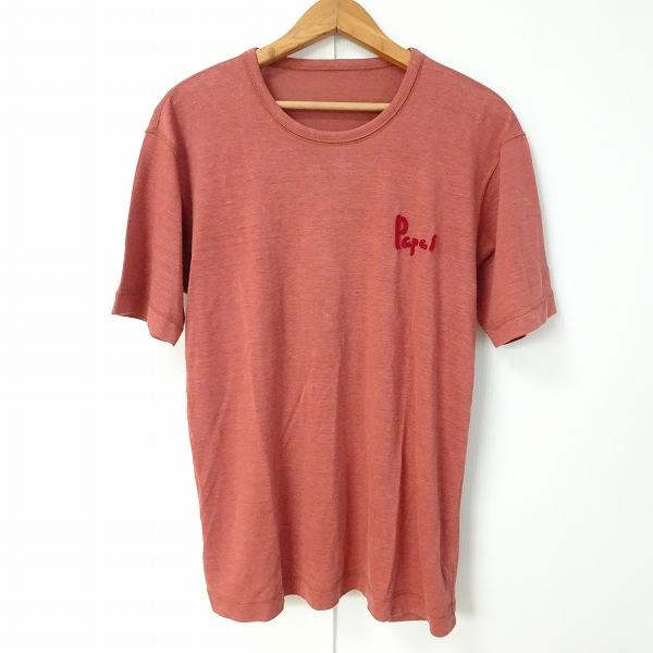 タグ付き新品　pitchoune パパス　半袖　Tシャツ　綿100% PAPAS #snc パパス Papas Tシャツ M 赤茶 麻混 半袖 カットソー
