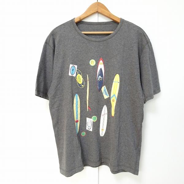 snc パパス Papas Tシャツ L グレー 半袖 サーフボード柄 ロゴ メンズ 