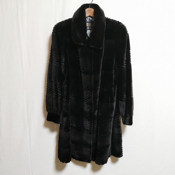 ユキベルファム 良品 シェアードミンク ミドルコート ブラック ラグジュアリー wnc ユキベルファム YUKI belle femme 毛皮コート 黒系 シェアード