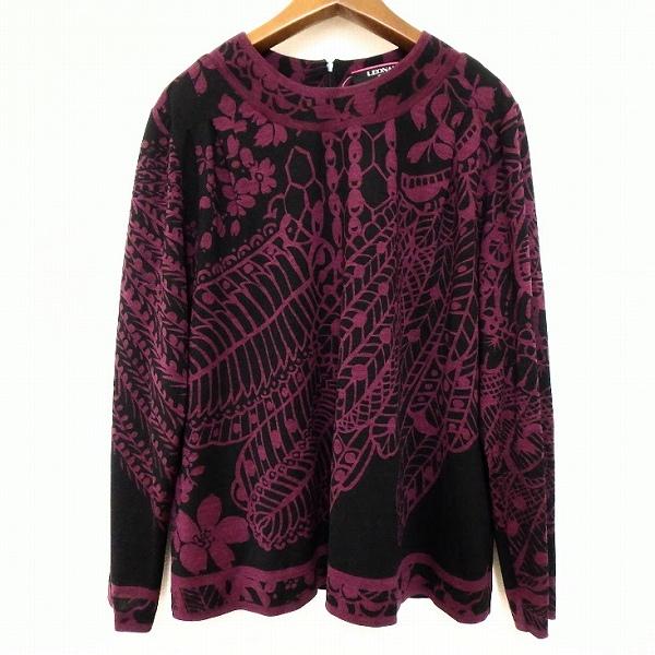 LEONARD #anc レオナール カットソー M 黒 ボルドー 柄 バックジップ  