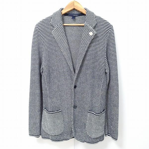 LARDINI #anc ラルディーニ シングルジャケット S 黒 白 S2B ニット 