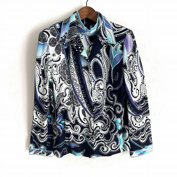 LEONARD レオナール ジャケット　春　水色　総柄 LEONARD レオナール ジャケット春水色総柄