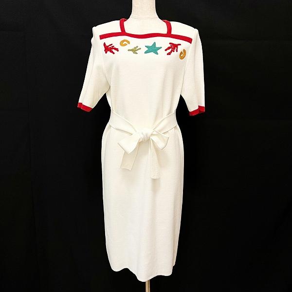 sxc イヴサンローラン Yves Saint Laurent ワンピース M 白 赤 半袖