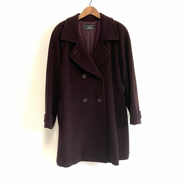 Leilian #wnc レリアン コート 13+ ボルドー カシミヤ混 ダブル Leilian #wnc レリアン コート 13+ ボルドー カシミヤ混 ダブル