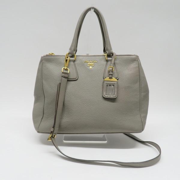 PRADA グレー レザー ハンドバッグ PRADA プラダ ハンドバッグ ショルダーバッグ レザー グレー