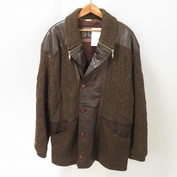 wnc トーラス TORRAS ジャケット 茶系 異素材 ニット レザー使い 