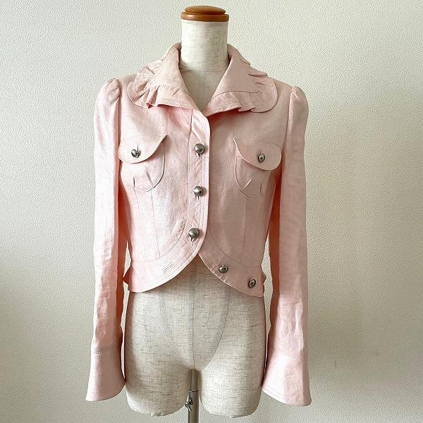 銀座マギー #anc ギンザマギー ジャケット 38 ピンク 麻 フリル  