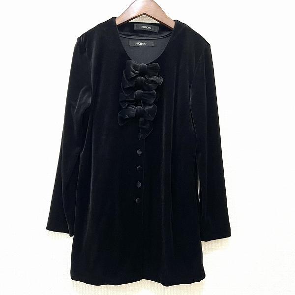 JANインゲボルグ　黒ジャケット パールチェーンリボン付き お値下げ インゲボルグ 黒ジャケット パールチェーンリボン付き