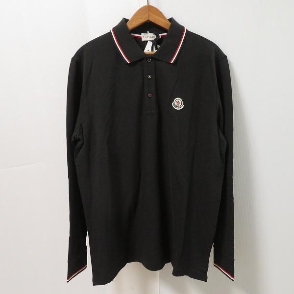 人気☆ MONCLER モンクレール ポロシャツ　ブラック　ロゴ　ワッペン　XL MONCLER #anc モンクレール Moncler ポロシャツ XL 黒 長袖
