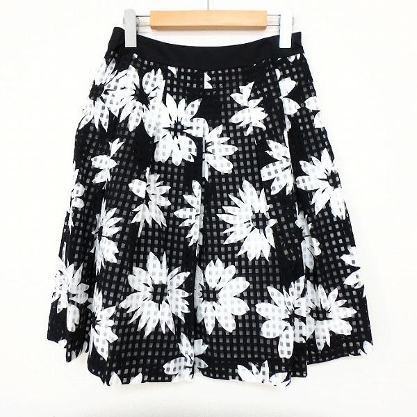 #anc ギャラリービスコンティ GALLERYVISCONTI スカート 2 黒 白 ギンガムチェック 花柄 サイドファスナー レディース [899643]