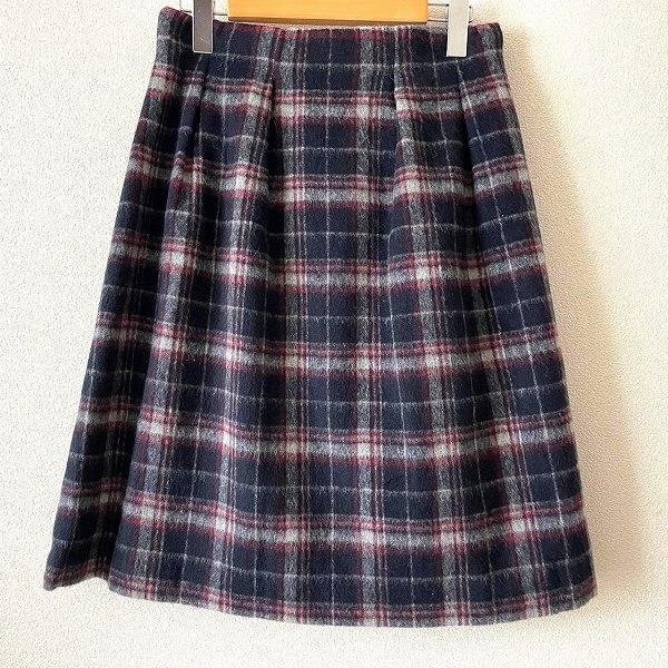 #wnc ギャラリービスコンティ GALLERYVISCONTI スカート 2 濃紺 赤 グレー チェック バックジップ レディース [899655]