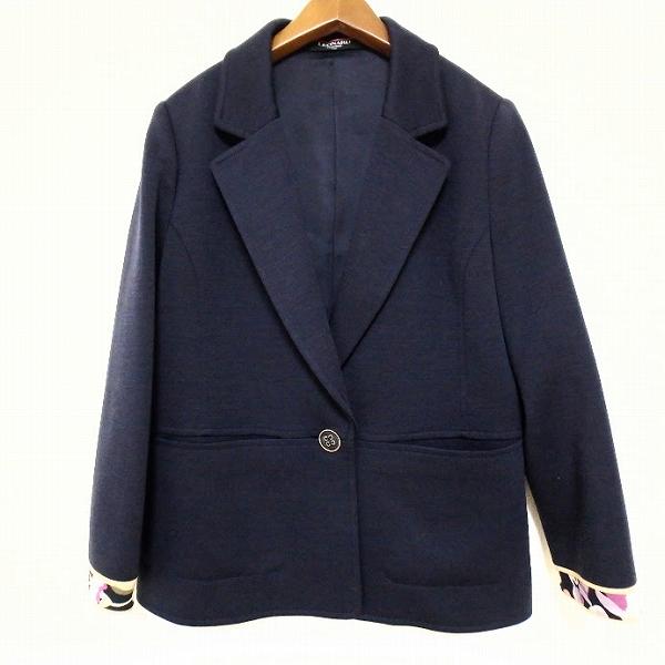 wnc レオナール LEONARD ジャケット 11AR 紺 シルク混 レディース 