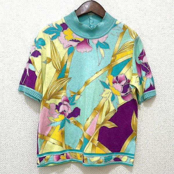 sxc レオナール LEONARD ニット・セーター L 水色系 マルチ 花柄 総柄  