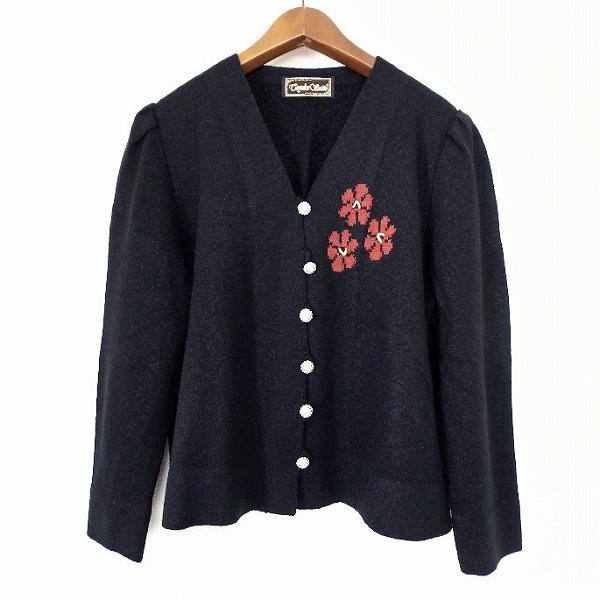 斉藤都世子 #wnc サイトウトヨコ カーディガン 濃紺 ニット 花柄 