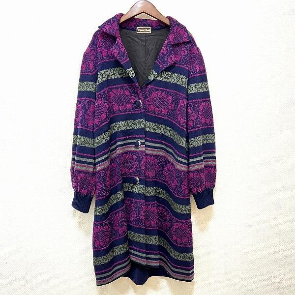 斉藤都世子 #wnc サイトウトヨコ コート 紺 紫 緑系 ニット ラメ