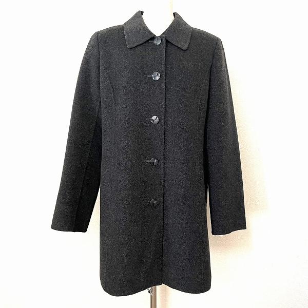 【美品】LeiIian レリアン（9）ウールコート 毛 カシミヤ混 Aライン wnc レリアン Leilian コート 9 グレー カシミヤ レディース [904549
