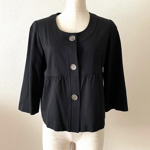 BURBERRY #anc バーバリー ジャケット 36 黒 ノーカラー カーディガン 