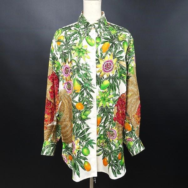 美品　エルメス　シャツブラウス　　サイズ36 エルメス シャツ ブラウス カレーシュ ウエスト ドローストリング ワン