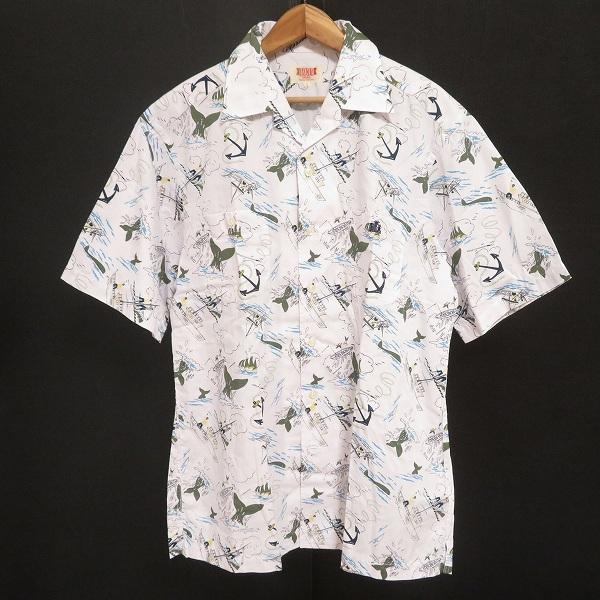 snc バラクータ BARACUTA 半袖シャツ L 白系 水色 カーキ 船 イカリ