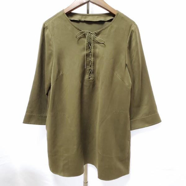 Leilian（レリアン） #anc チュニック 9 カーキ 七分袖 レースアップ 