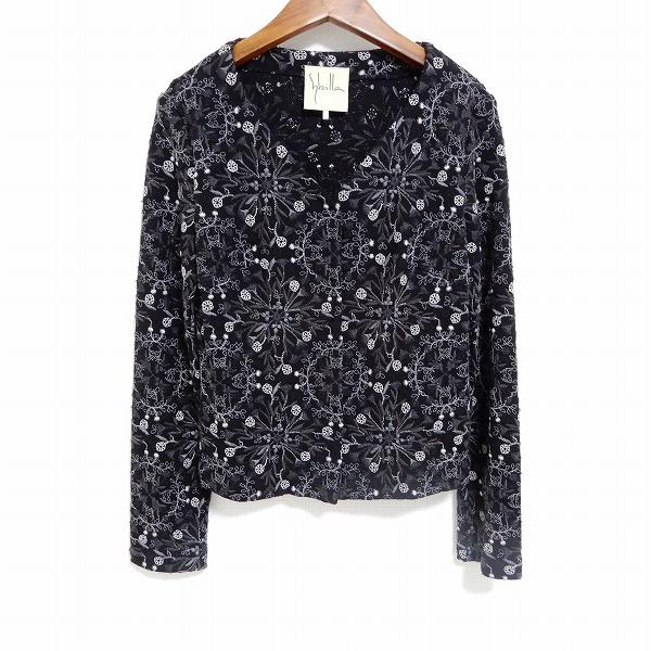 wnc シビラ Sybilla 長袖 カーディガン M 黒系 刺繍 総柄 レディース  