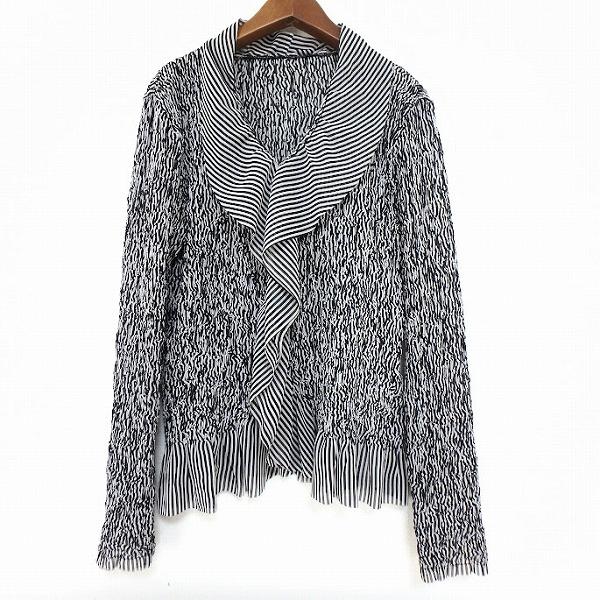 ISSEY MIYAKE FETE プリーツ カットソー 長袖 Vネック 2 黒
