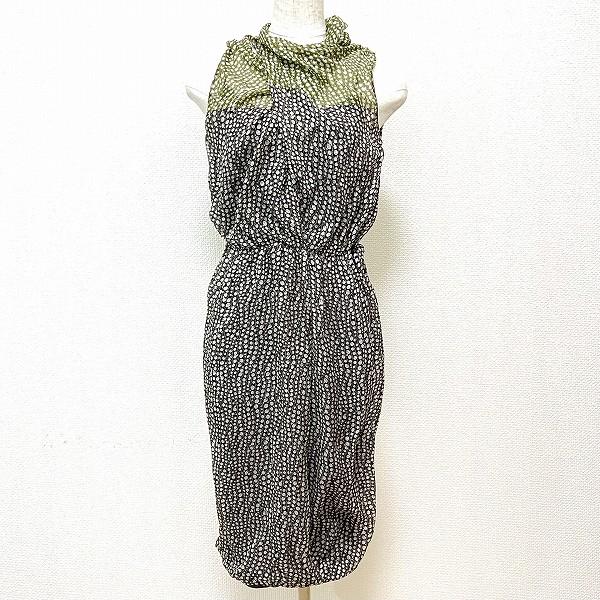 Max Mara（マックスマーラ） #snc ワンピース 38 カーキ系 黒 白 総柄