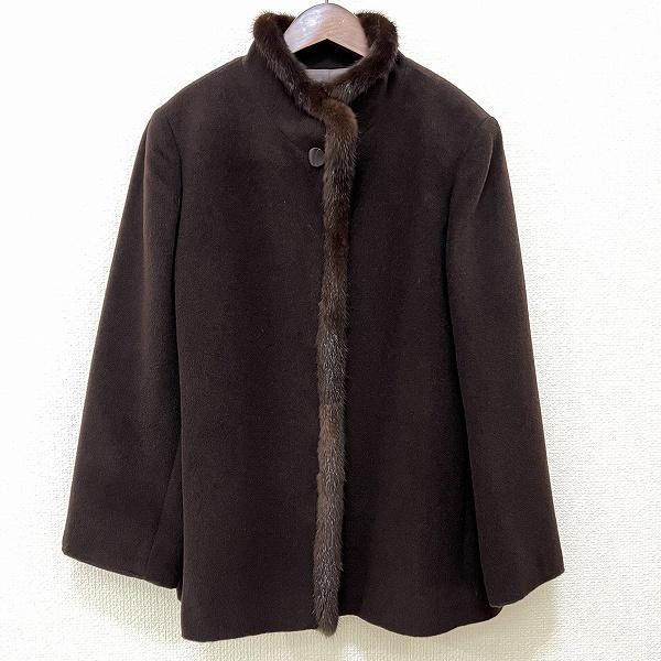 新品】レリアン上質黒ミドルコート（アルパカ70事毛30）ミンクファ付き