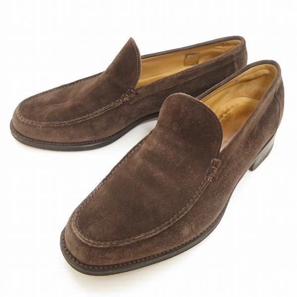 wns サントーニ Santoni ローファー スリッポン 8 1/2 こげ茶 スエード 