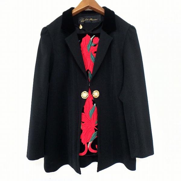 anc ミズレイコ MS.REIKO ジャケット 黒 赤 緑 刺繍 花 ジップアップ  