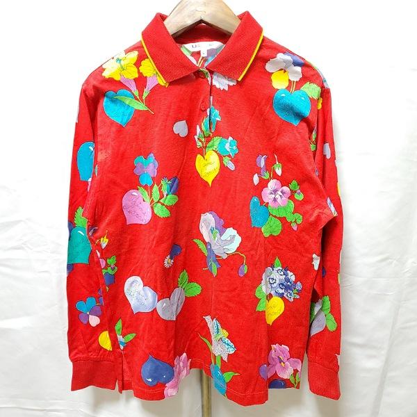 ★ 大きいサイズ ★ LEONARD SPORT レオナール　ポロシャツ　花柄 レオナール スポーツ 長袖ポロシャツ 花柄 大きいサイズ サイズ