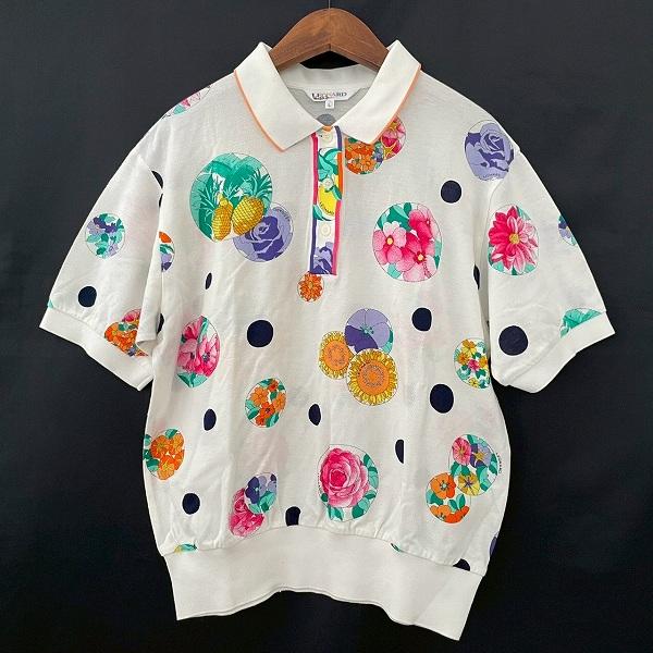 レオナールスポーツホワイト ポロシャツ レディース レオナール スポーツ ロゴ長袖ポロシャツ ゴルフウェア ホワイト