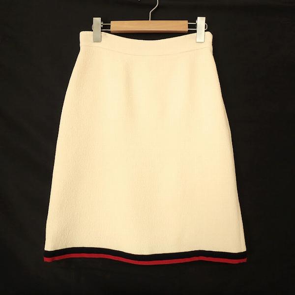 GUCCI（グッチ） #anc スカート 40 アイボリー 紺 赤 シェリー サイド