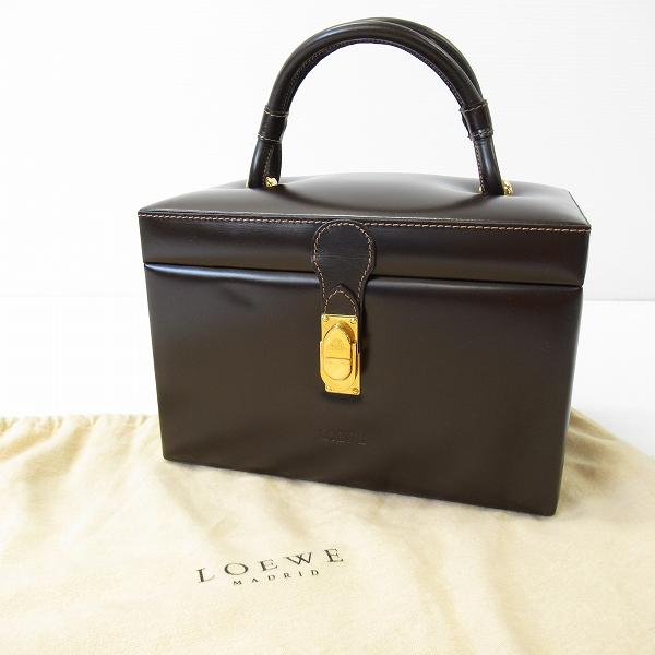 LOEWE #anb ロエベ ハンドバッグ ジュエリーボックス 茶 レザー
