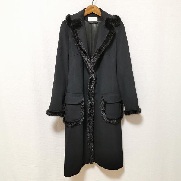 wnc PIETRA 銀座和光 コート ロング ミンク付き 40 黒 カシミヤ混