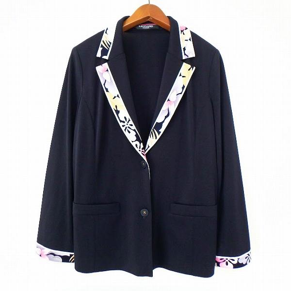 LEONARD（レオナール） #anc ジャケット L 濃紺 マルチ 柄 レディース 