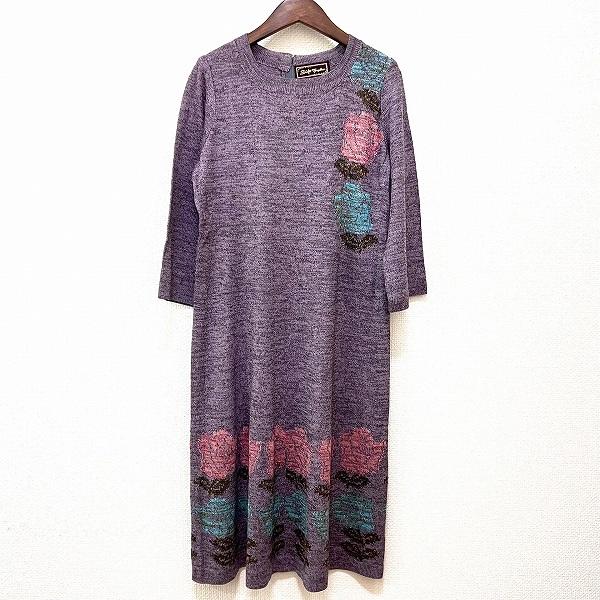 斉藤都世子 #wnc サイトウトヨコ ワンピース 薄紫系 ニット バラ