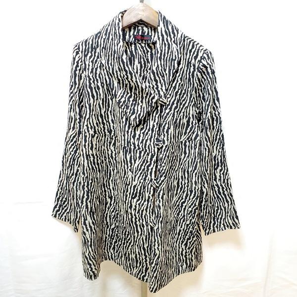 詩仙堂 トモコレクション ちりめん ステンカラー ロングコート レオパード