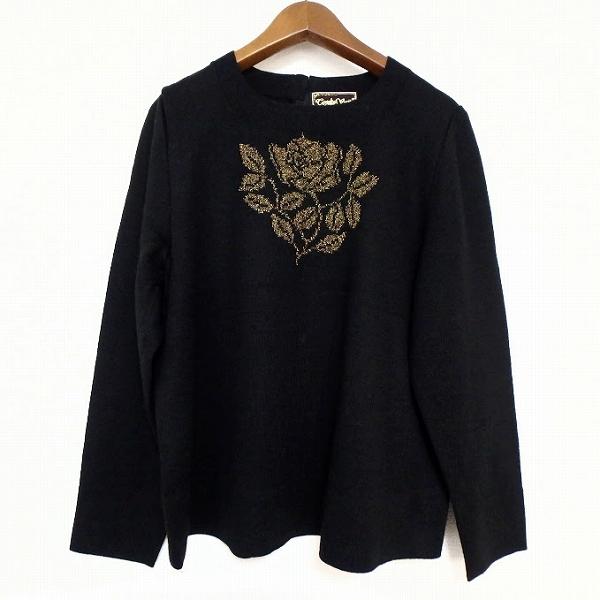 斎藤都世子サイトウトヨコ豪華刺繍セーター（株）みやこ編物【60】 斉藤都世子 #wnc サイトウトヨコ セーター・ニット 黒 ゴールド