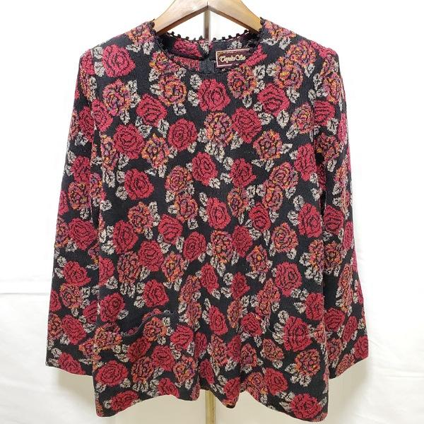 斎藤都世子ニット wnc サイトウトヨコ 斉藤都世子 ニット・セーター 黒 えんじ ニット 花