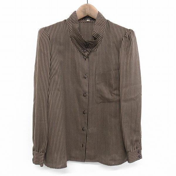 anc レリアン Leilian シャツブラウス ジャケット 薄手 9 茶 シルク混 