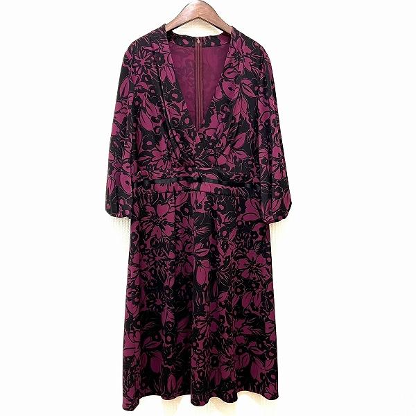 Leilian（レリアン） #anc ワンピース 13+ 紫系 黒 花柄 カシュクール