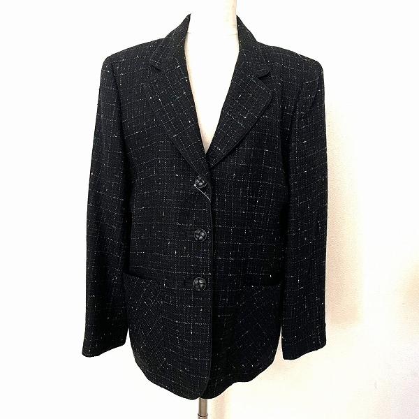 wnc レリアン Leilian ジャケット 9 黒系 紺 ツイード TESSUTI