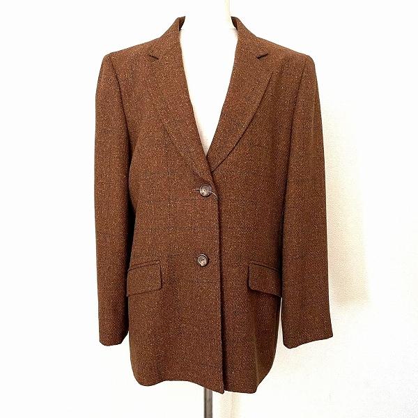 wnc レリアン Leilian ジャケット 茶 チェック イタリア製生地