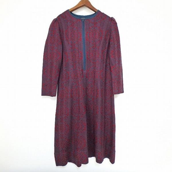 wnc サイトウトヨコ 斉藤都世子 ワンピース 赤 青系 ニット 総柄