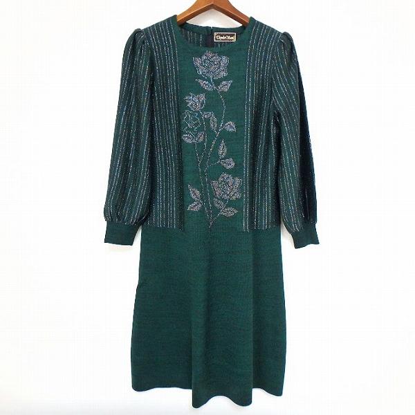 wnc サイトウトヨコ 斉藤都世子 ワンピース 緑 ニット ラメ バラ