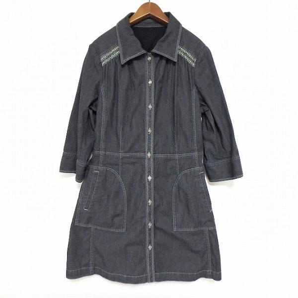 Leilian #anc レリアン ワンピース 13+ 黒系 チュニック デニム 刺繍  